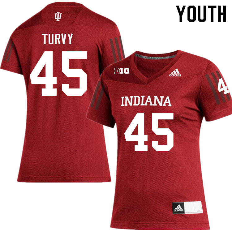 Youth #45 Andrew Turvy Layne Indiana Hoosiers College Football Jerseys Sale-Crimson
